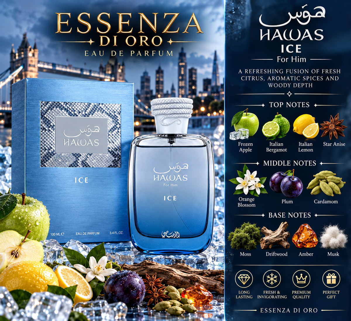 Rasasi Hawas Ice For Him Eau de Parfum
