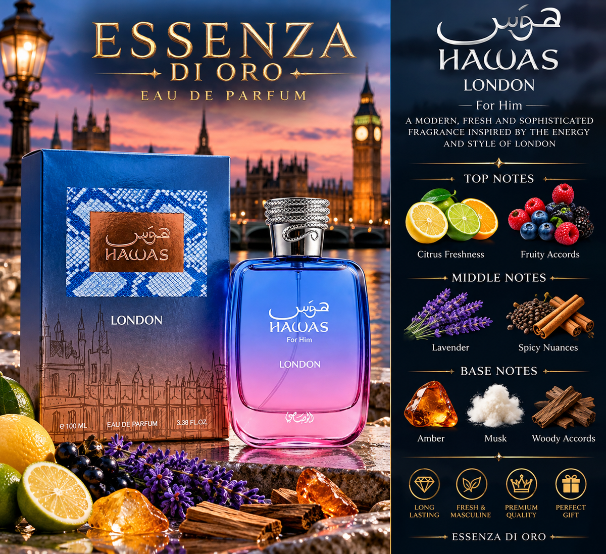 Rasasi Hawas London For Him Eau de Parfum