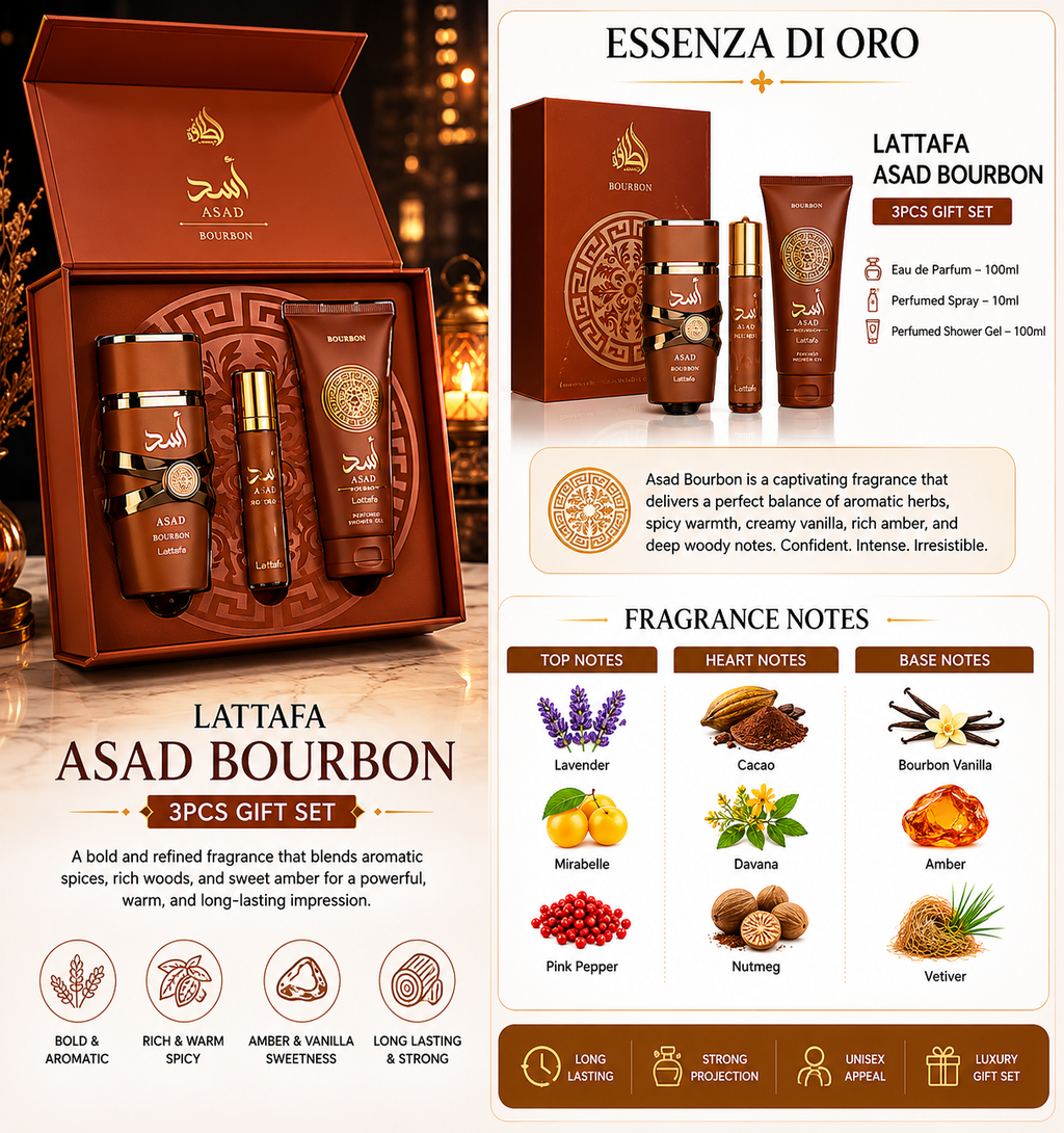 Lattafa Asad Bourbon 3PCS Gift Set